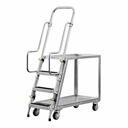 NEW AGE Aluminum Stock Picking Cart with Ladder and 2 Lipped Shelves 50060 30A50060